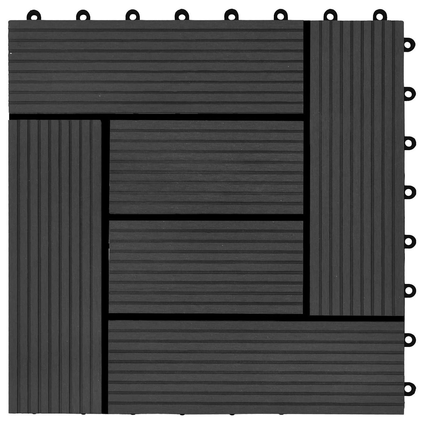 Decking Tile 22 pcs Black 30 x 30 cm WPC