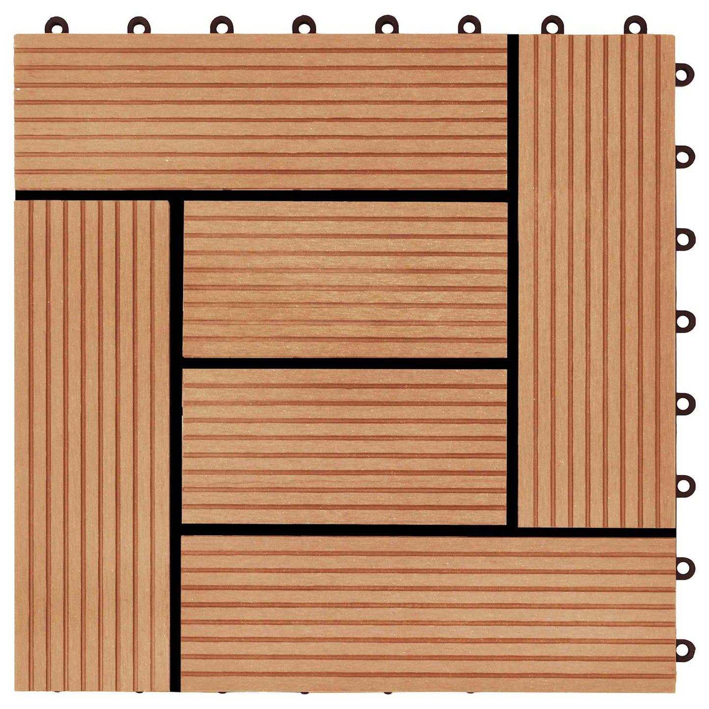 Decking Tile 22 pcs Teak 30 x 30 cm WPC