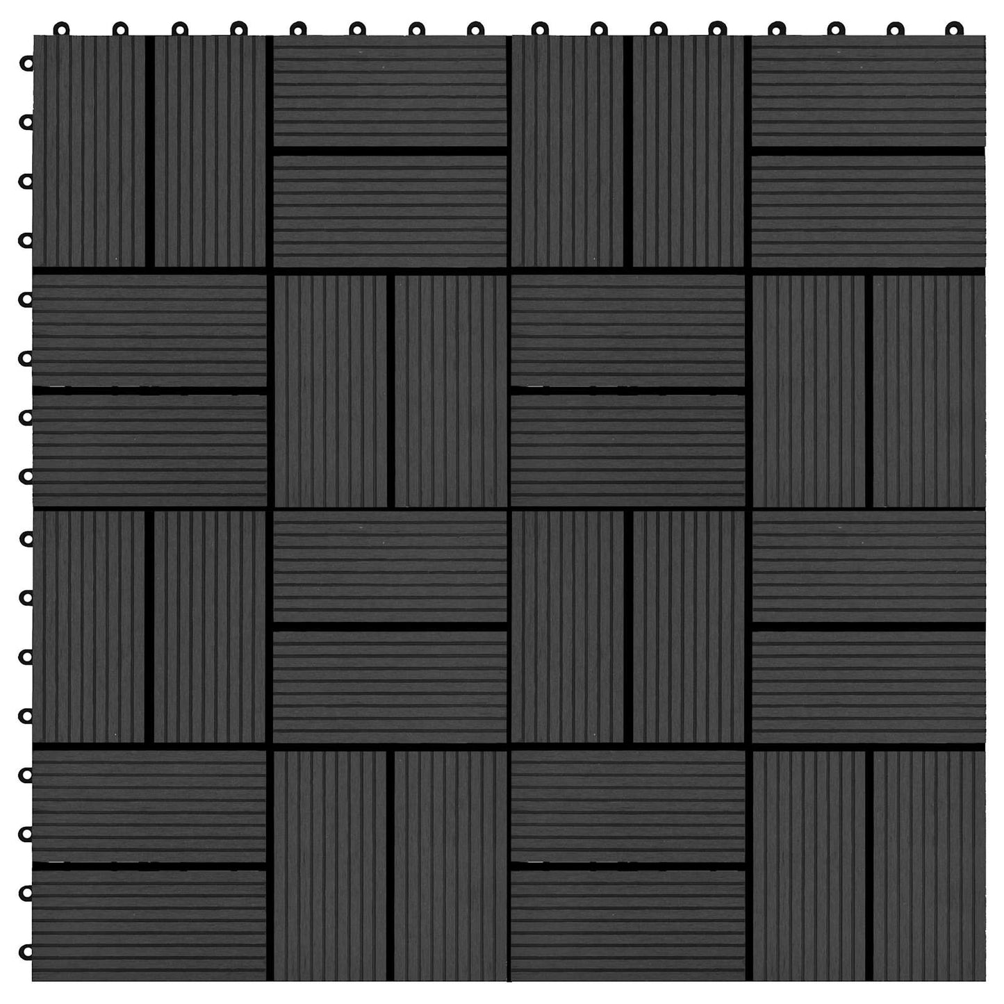 Decking Tile 22 pcs Black 30 x 30 cm WPC