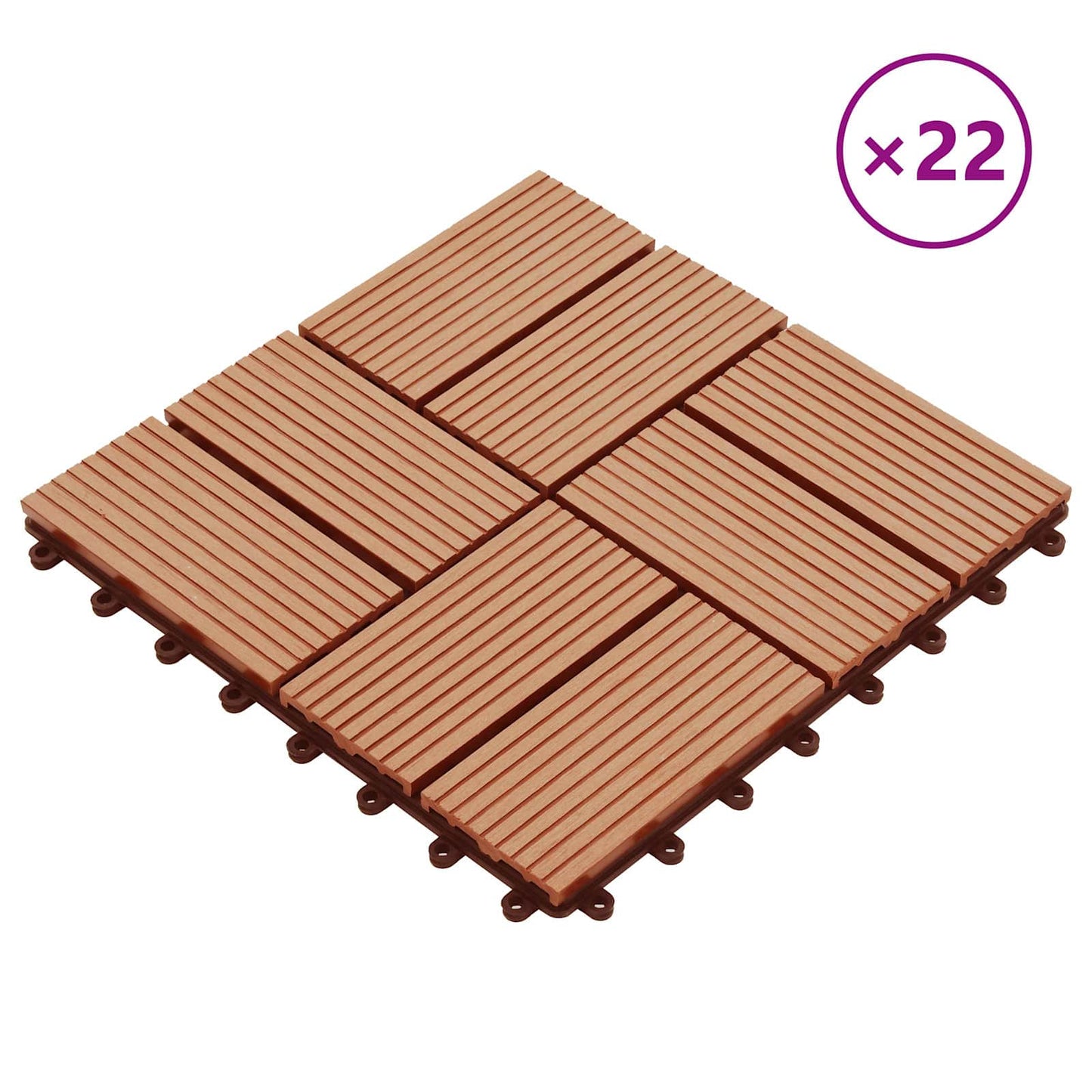 Decking Tile 22 pcs Teak 30 x 30 cm WPC