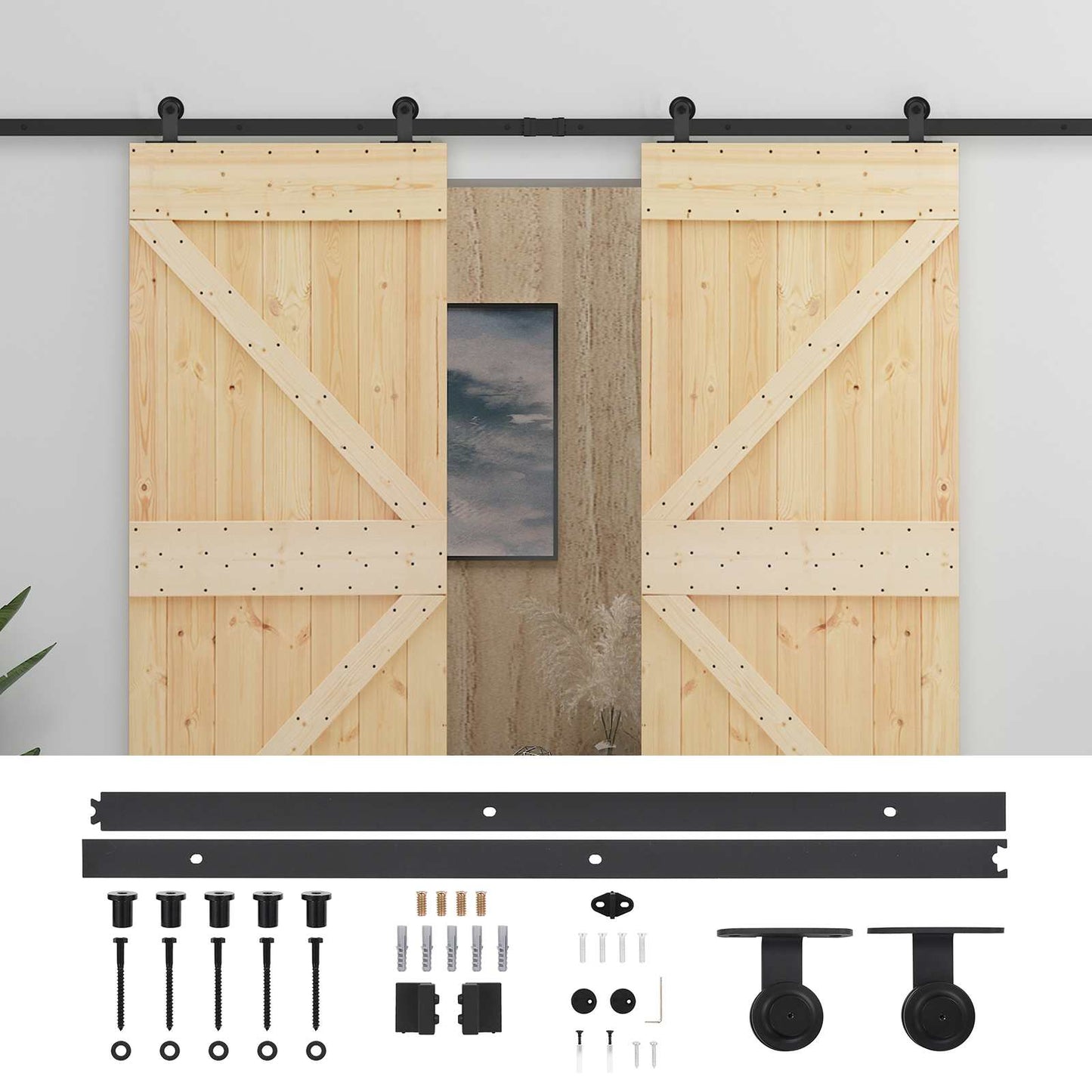 Sliding Door 2 pcs 90 x 210 cm Solid Pine Wood
