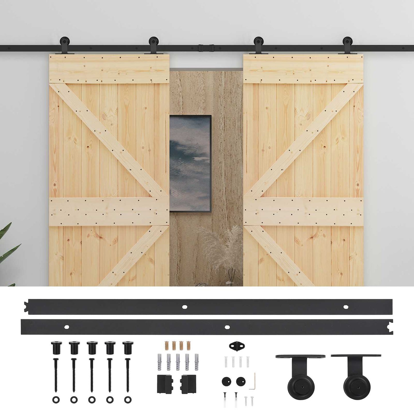 Sliding Door 2 pcs 90 x 210 cm Solid Pine Wood