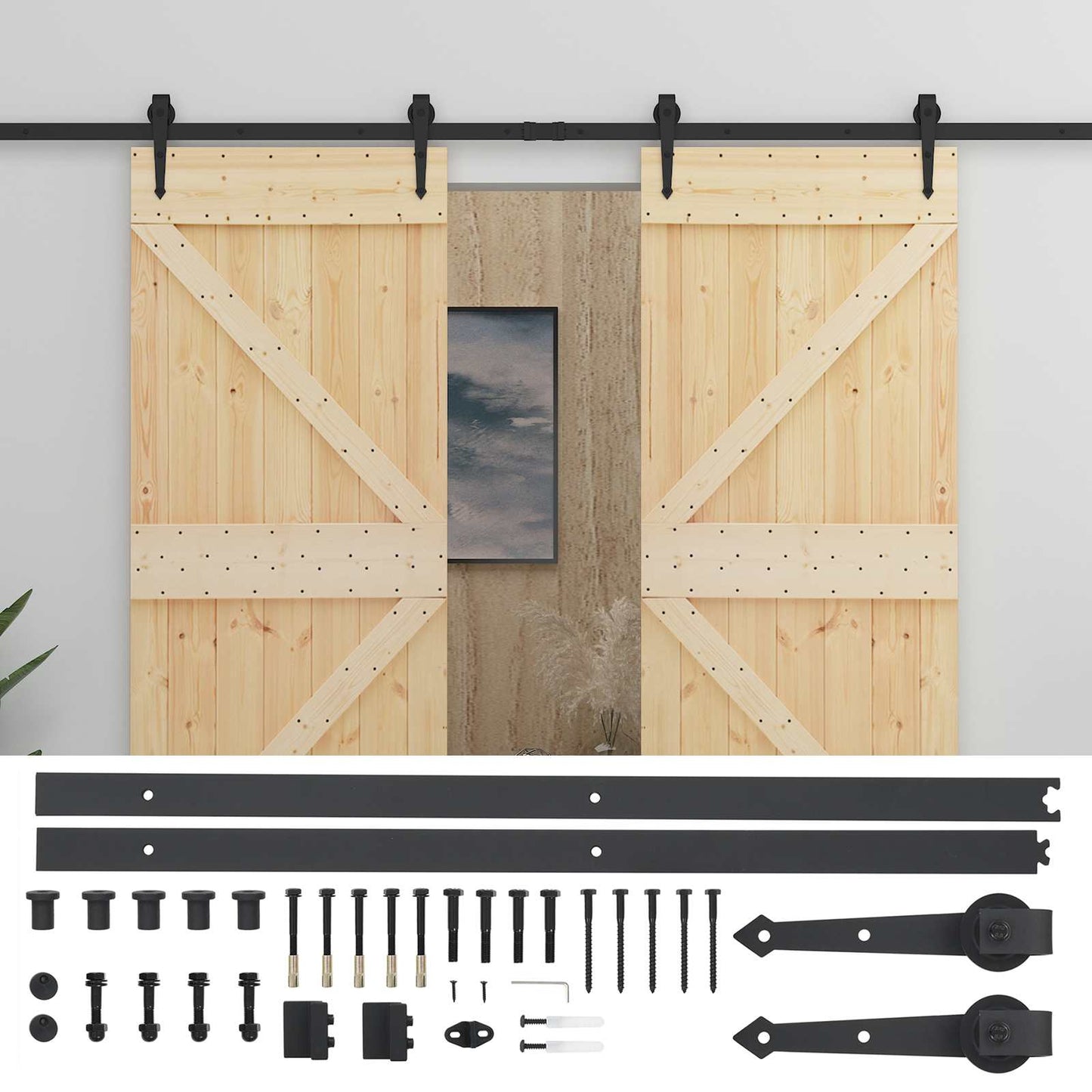 Sliding Door 2 pcs 90 x 210 cm Solid Pine Wood