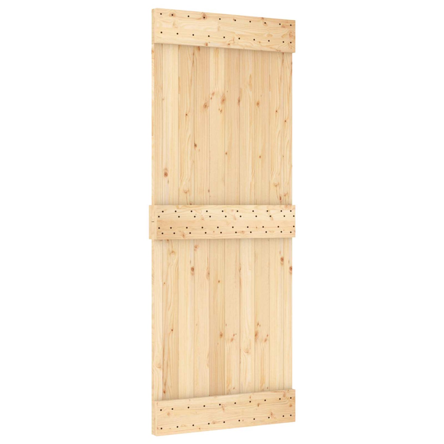 Sliding Door Natural and Black 80 x 210 cm Solid Pine Wood