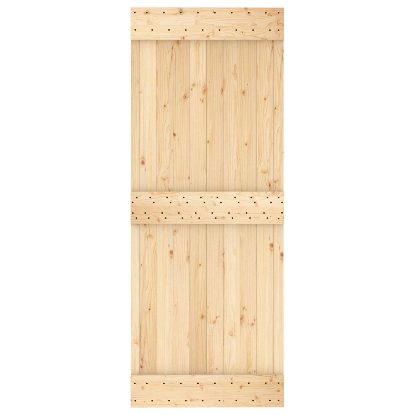 Sliding Door Natural and Black 80 x 210 cm Solid Pine Wood
