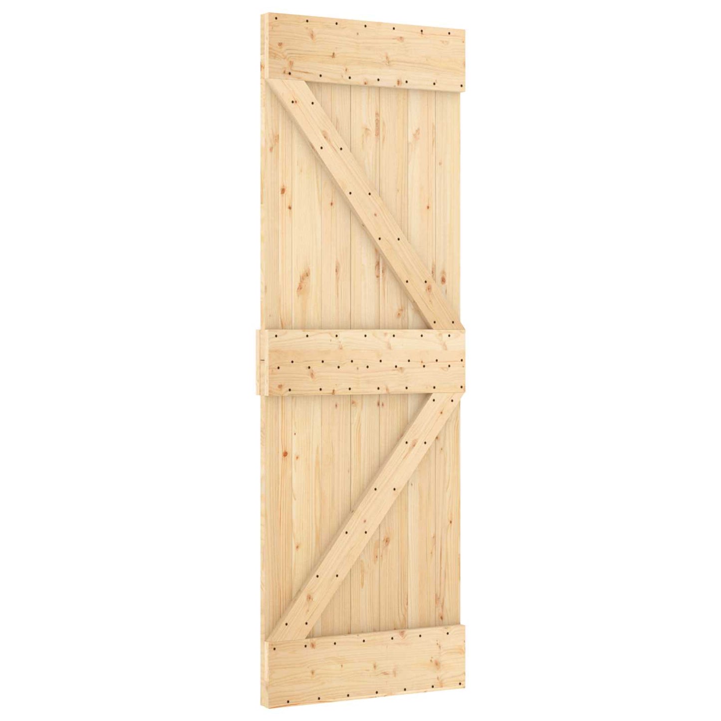 Sliding Door Natural and White 80 x 210 cm Solid Pine Wood