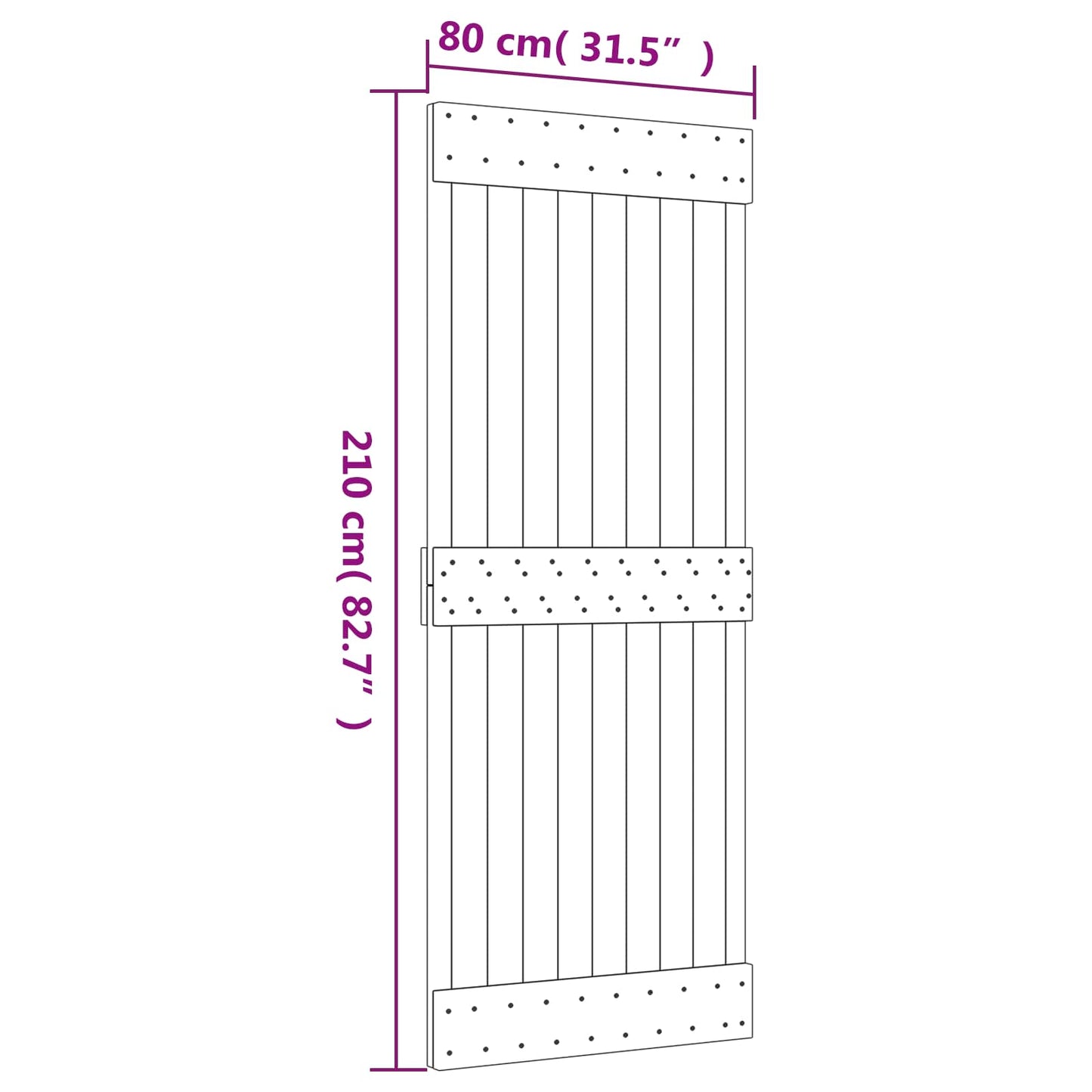 Sliding Door Natural and White 80 x 210 cm Solid Pine Wood