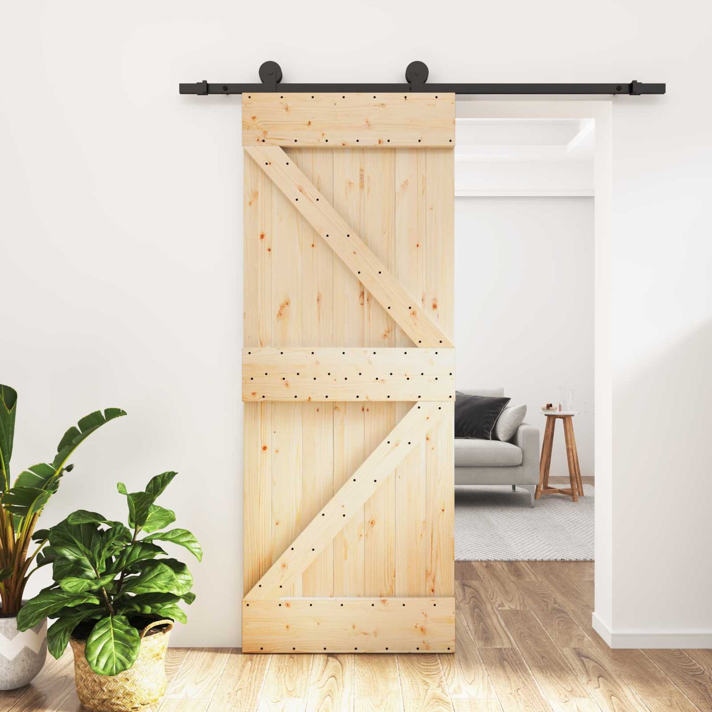 Sliding Door 85 x 210 cm Solid Pine Wood (Untreated)