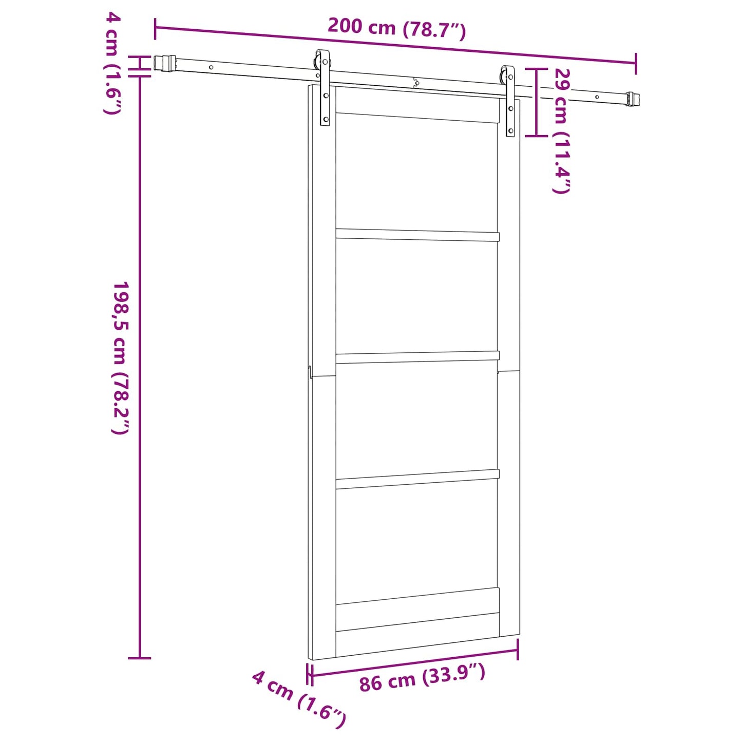 Sliding Door 86 x 198.5 cm Solid Pine Wood Natural and Black