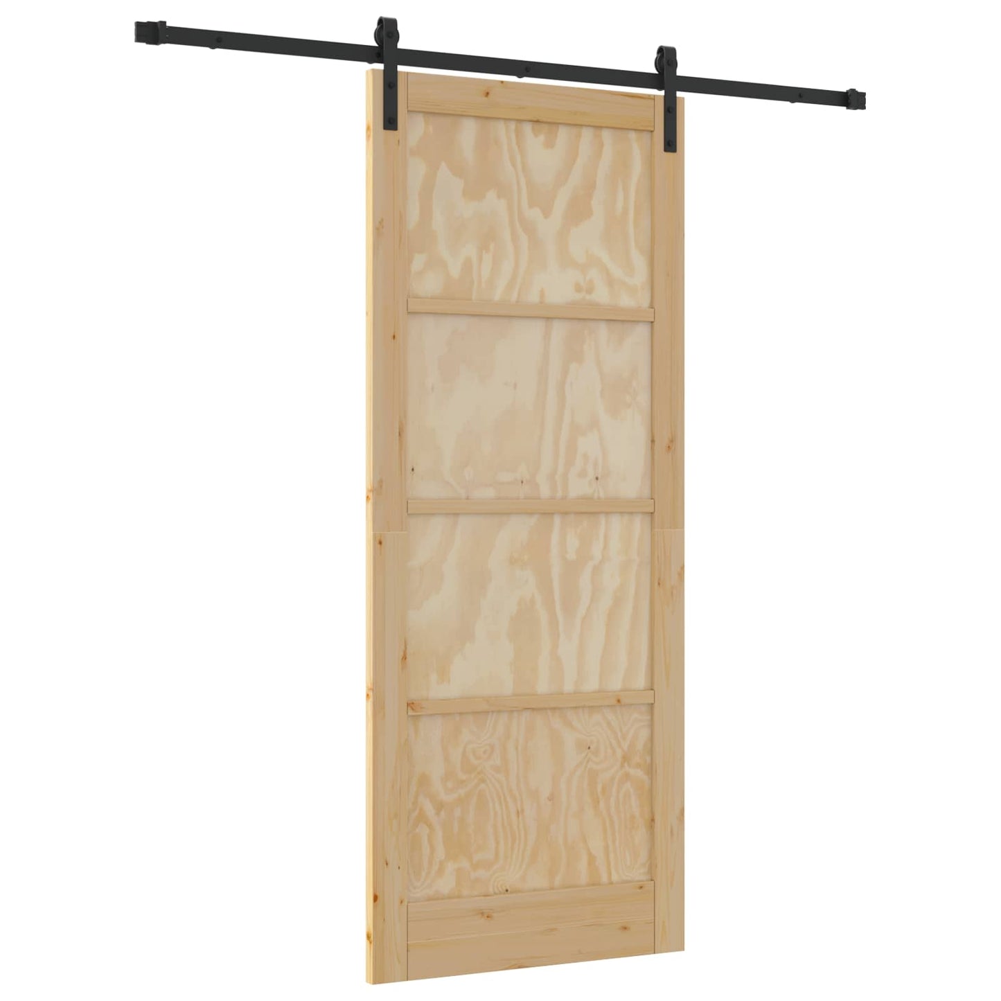 Sliding Door 86 x 211 cm Solid Pine Wood Natural and Black