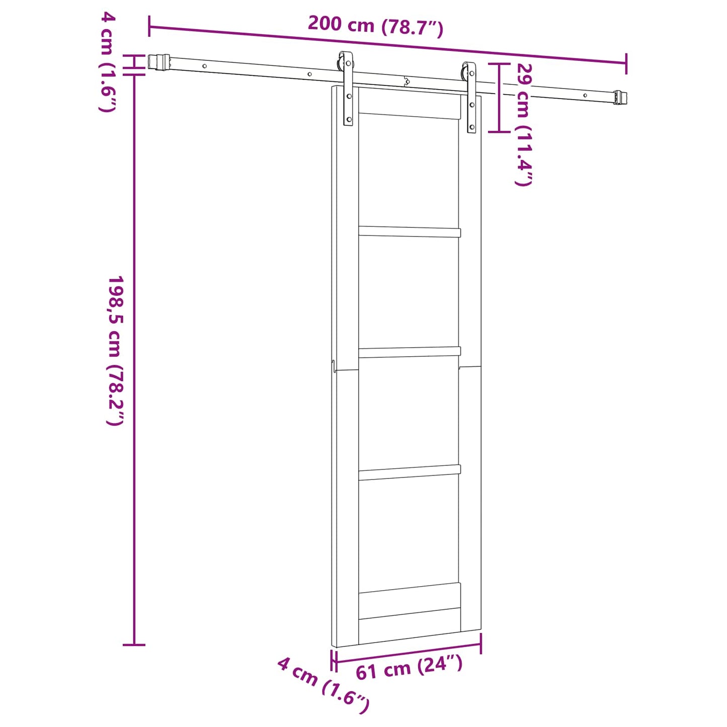 Sliding Door 61 x 198.5 cm Solid Pine Wood Natural and White