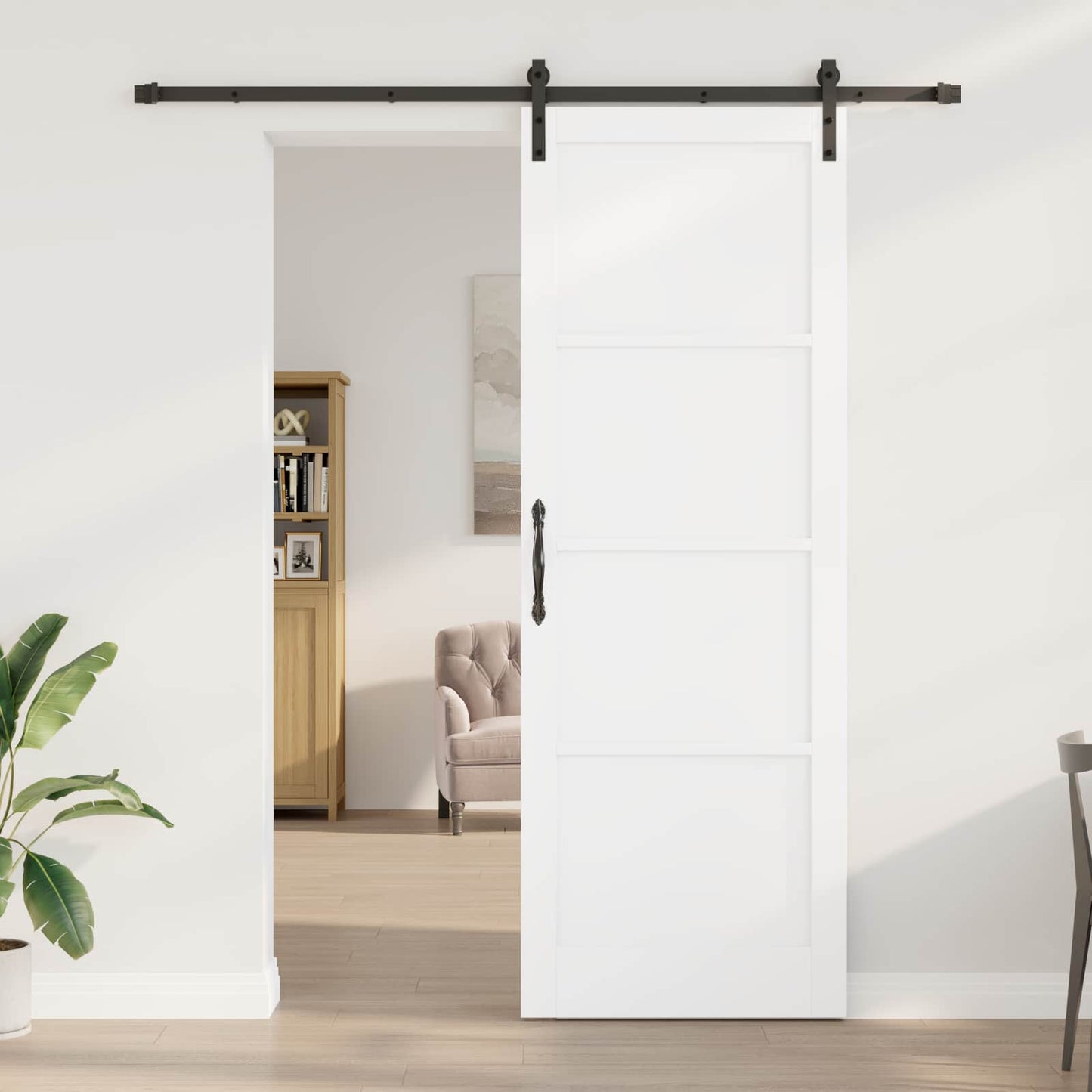 Sliding Door White 83 x 232 cm Solid Pine Wood