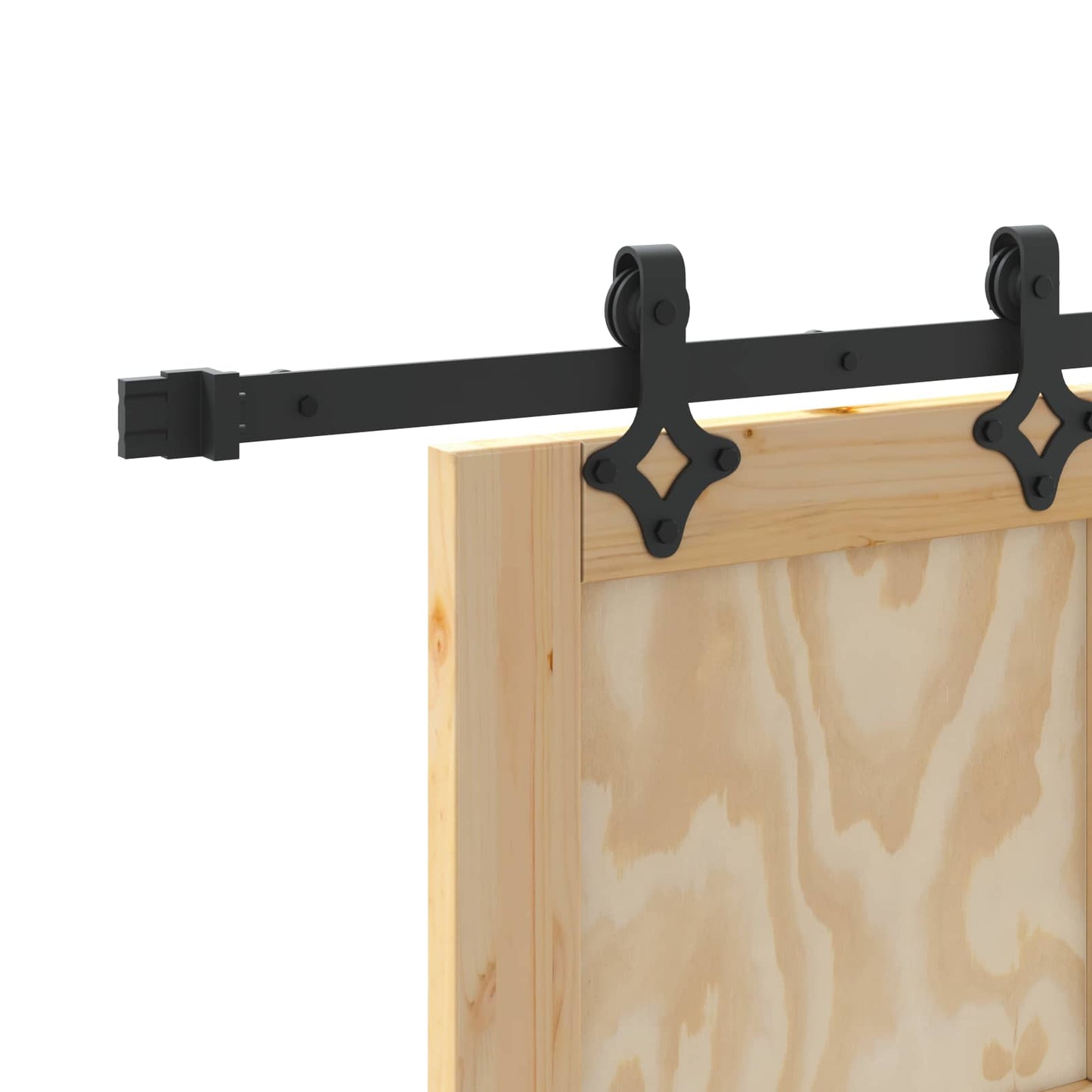 Sliding Door Natural and Black 73.5 x 211 cm Solid Pine Wood