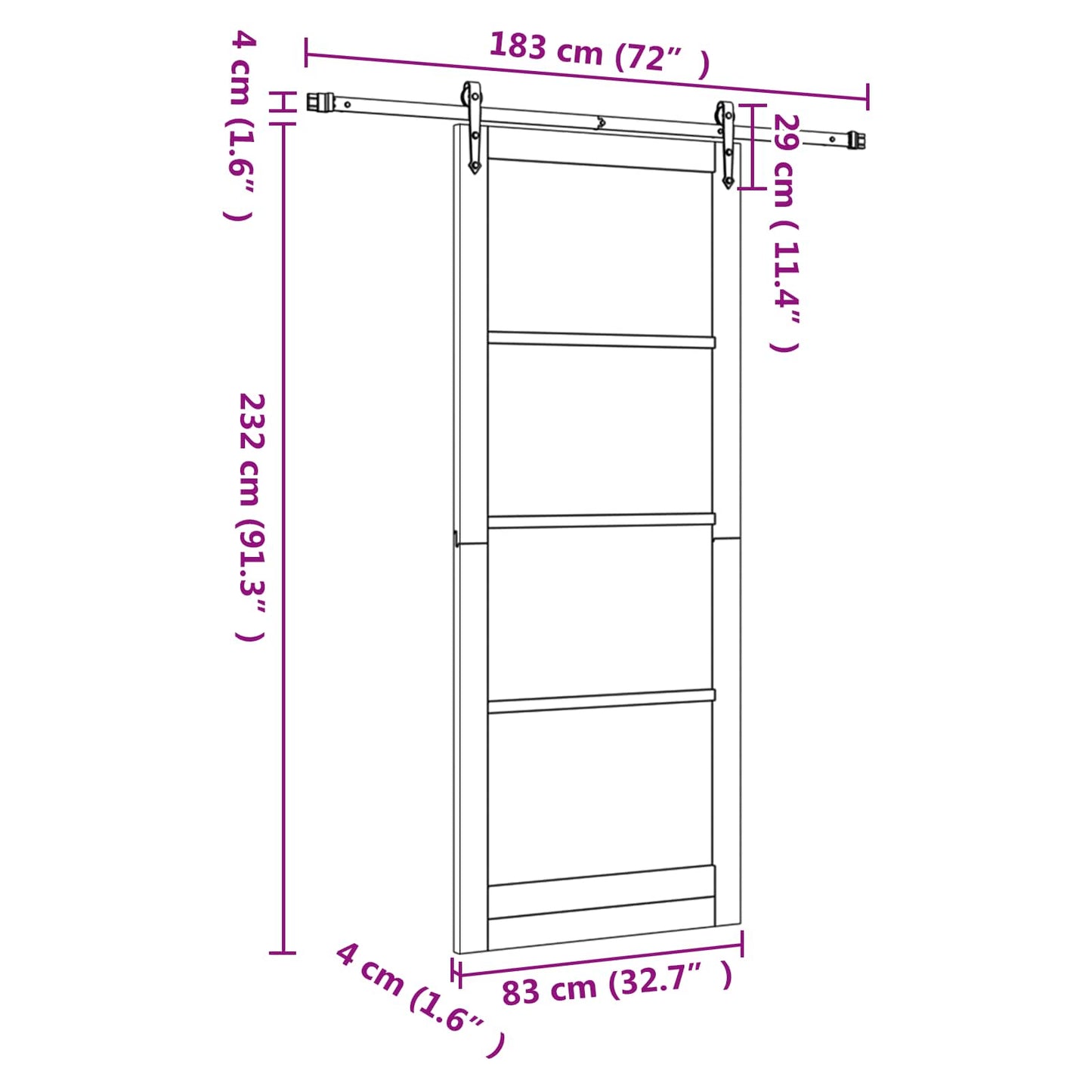 Sliding Door ORKDAL 83 x 232 cm Solid Pine Wood White and Black