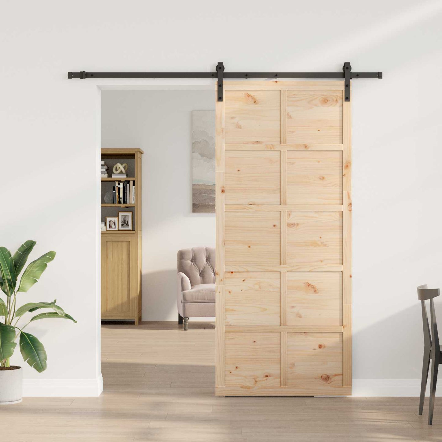 Sliding Door Natural 90 x 208 cm Solid Pine Wood