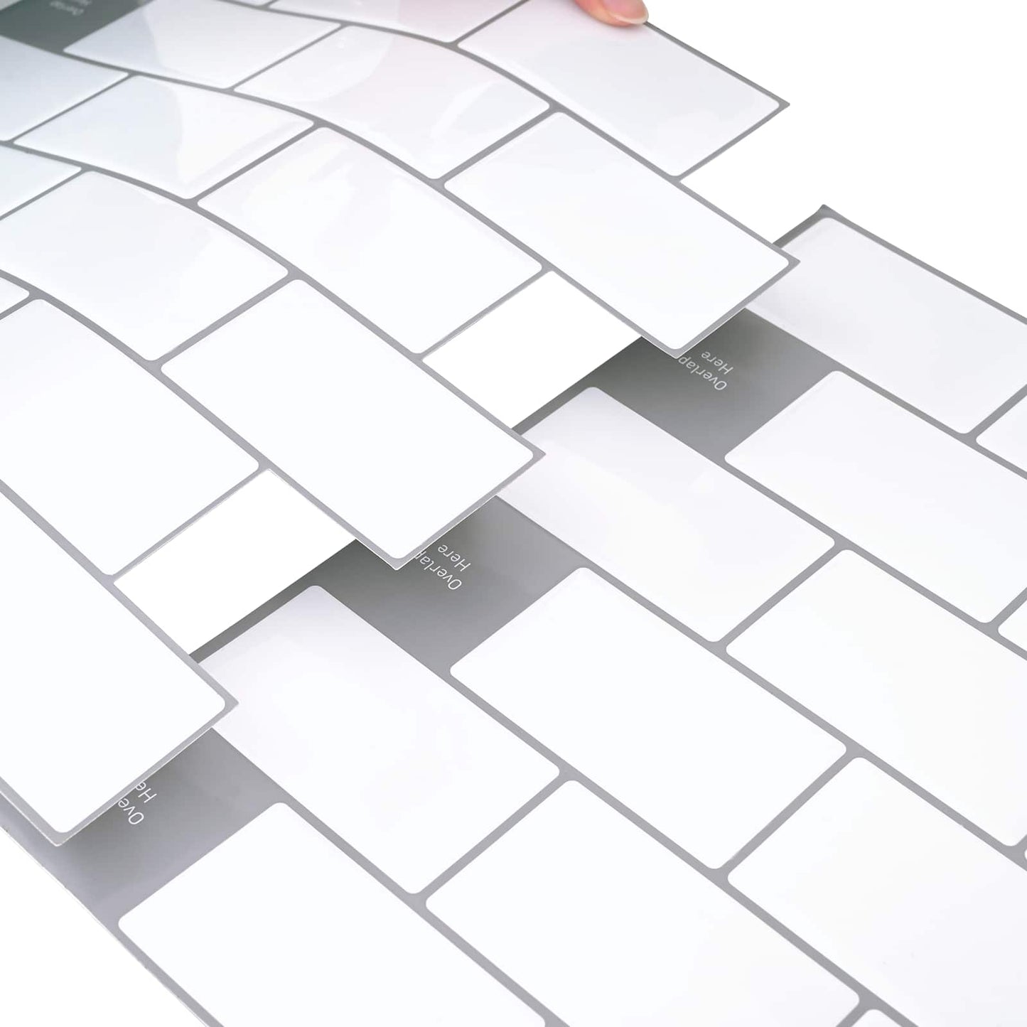 Subway Tile 20 pcs White Grey 30 x 30 cm Polyurethane and PET