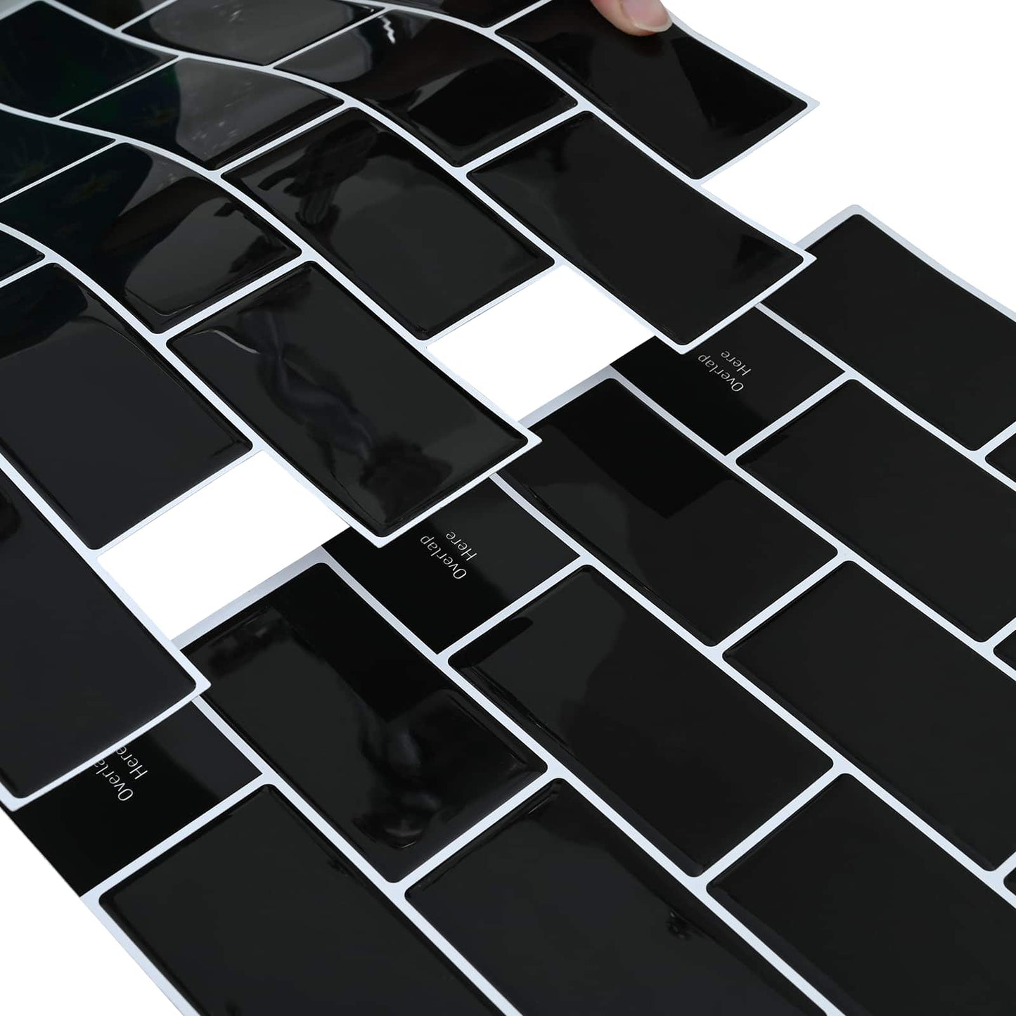 Subway Tile 20 pcs Black 30 x 30 cm Polyurethane and PET