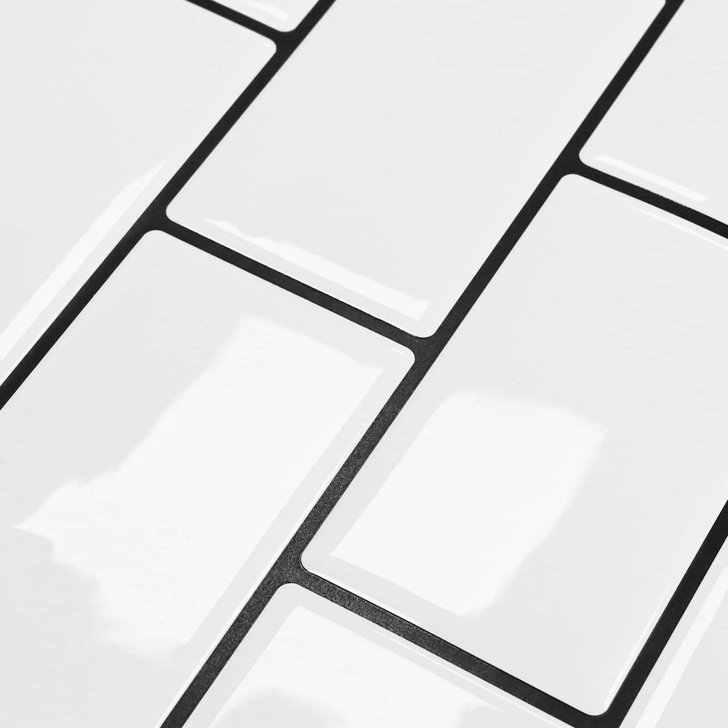 Subway Tile 20 pcs White Black 30 x 30 cm Polyurethane and PET