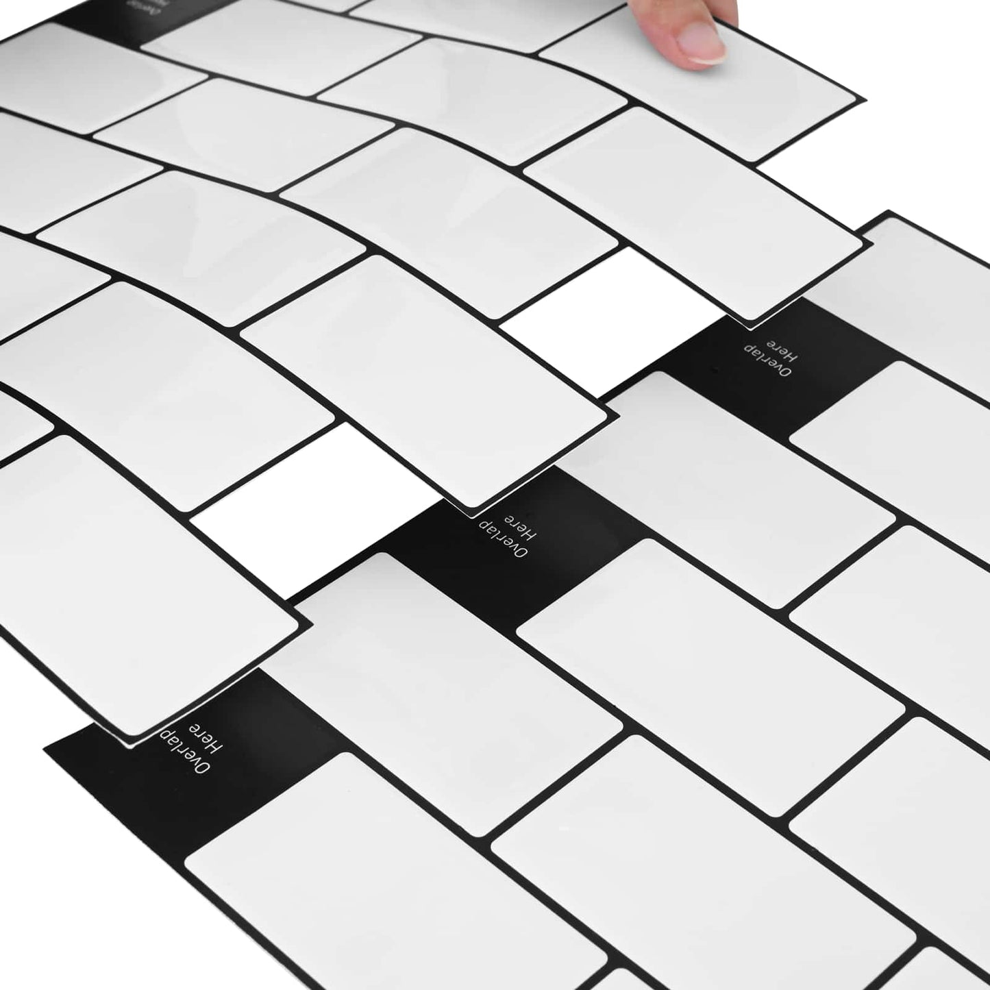 Subway Tile 50 pcs White Black 30 x 30 cm Polyurethane and PET