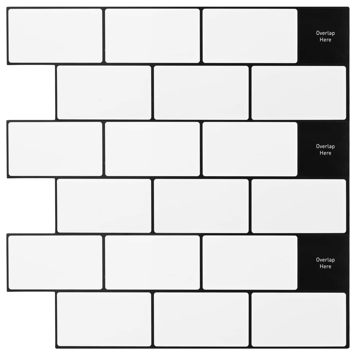 Subway Tile 50 pcs White Black 30 x 30 cm Polyurethane and PET