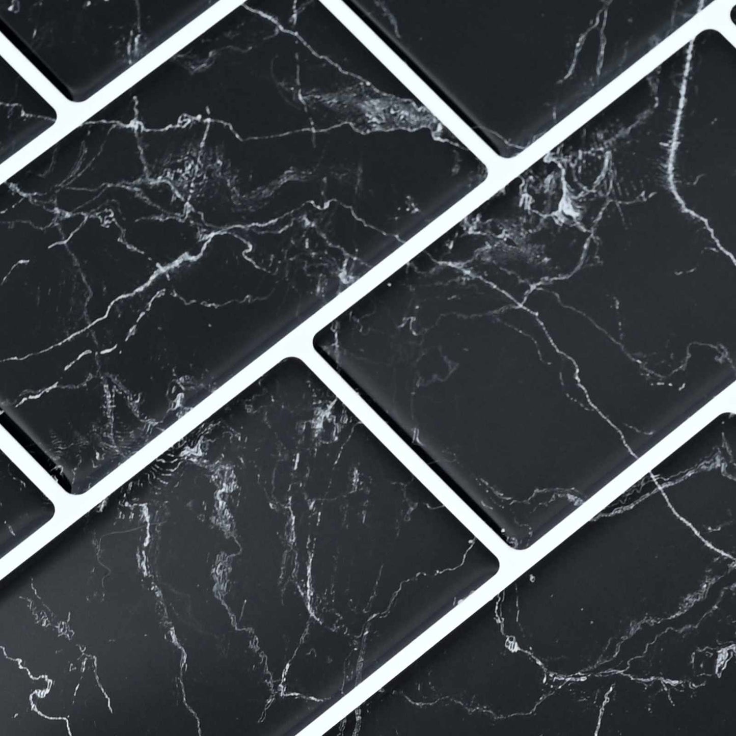 Subway Tile 10 pcs Black Marble 30 x 30 cm Polyurethane and PET