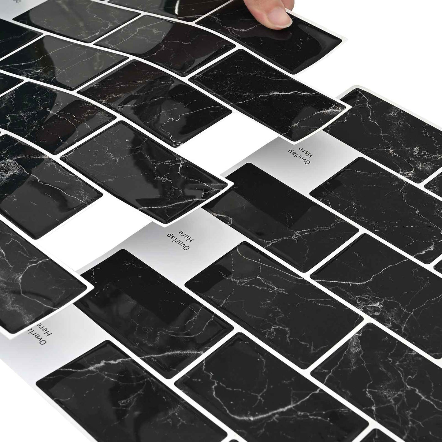 Subway Tile 20 pcs Black Marble 30 x 30 cm Polyurethane and PET