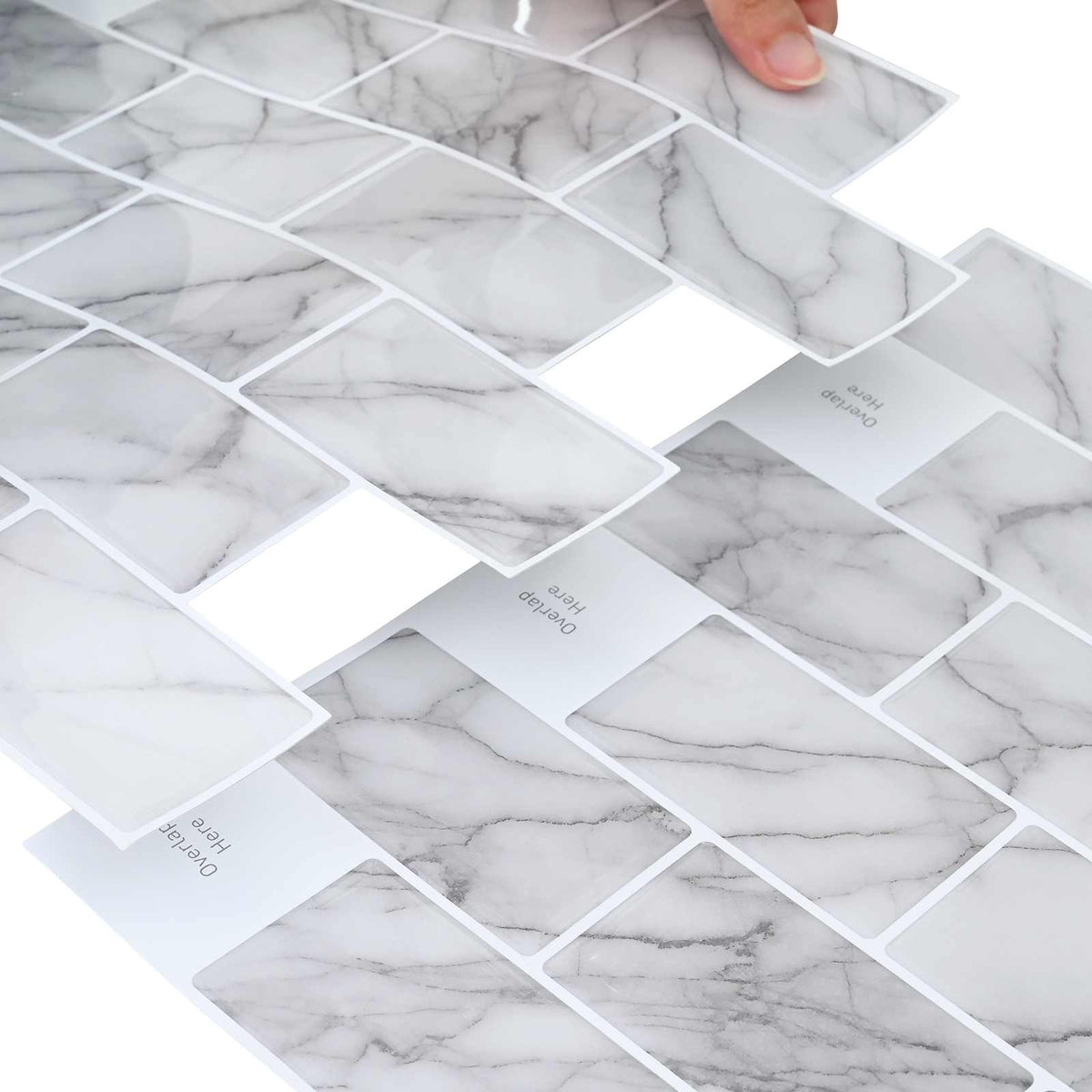 Subway Tile 20 pcs White Marble 30 x 30 cm Polyurethane and PET