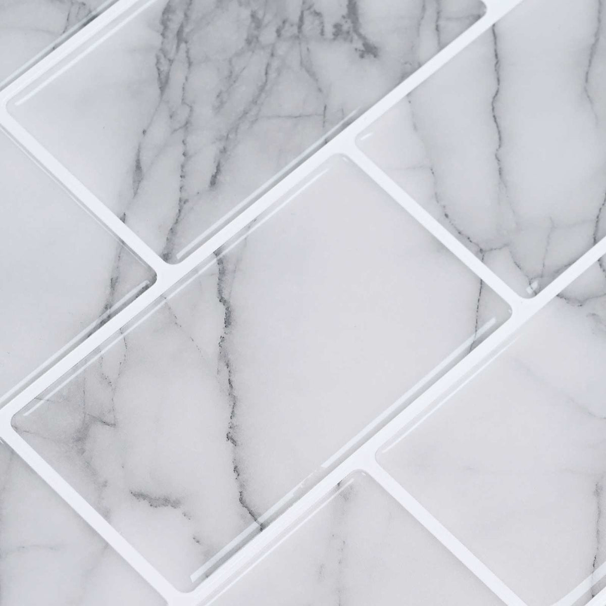 Subway Tile 20 pcs White Marble 30 x 30 cm Polyurethane and PET