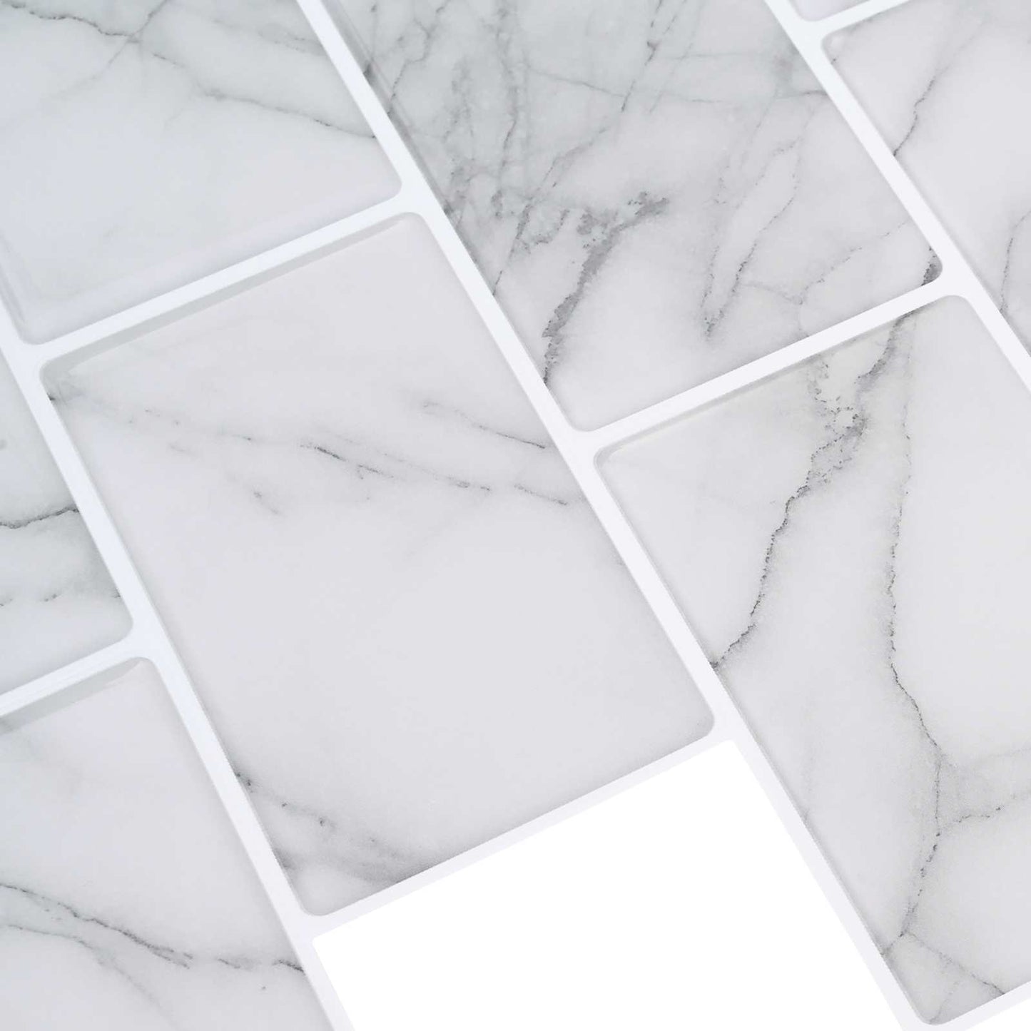 Subway Tile 50 pcs White Marble 30 x 30 cm Polyurethane and PET