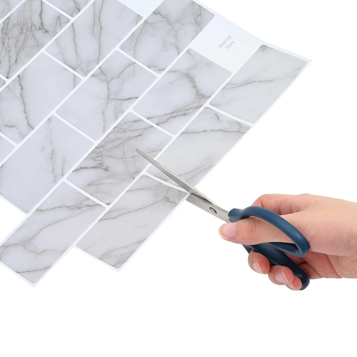 Subway Tile 50 pcs White Marble 30 x 30 cm Polyurethane and PET