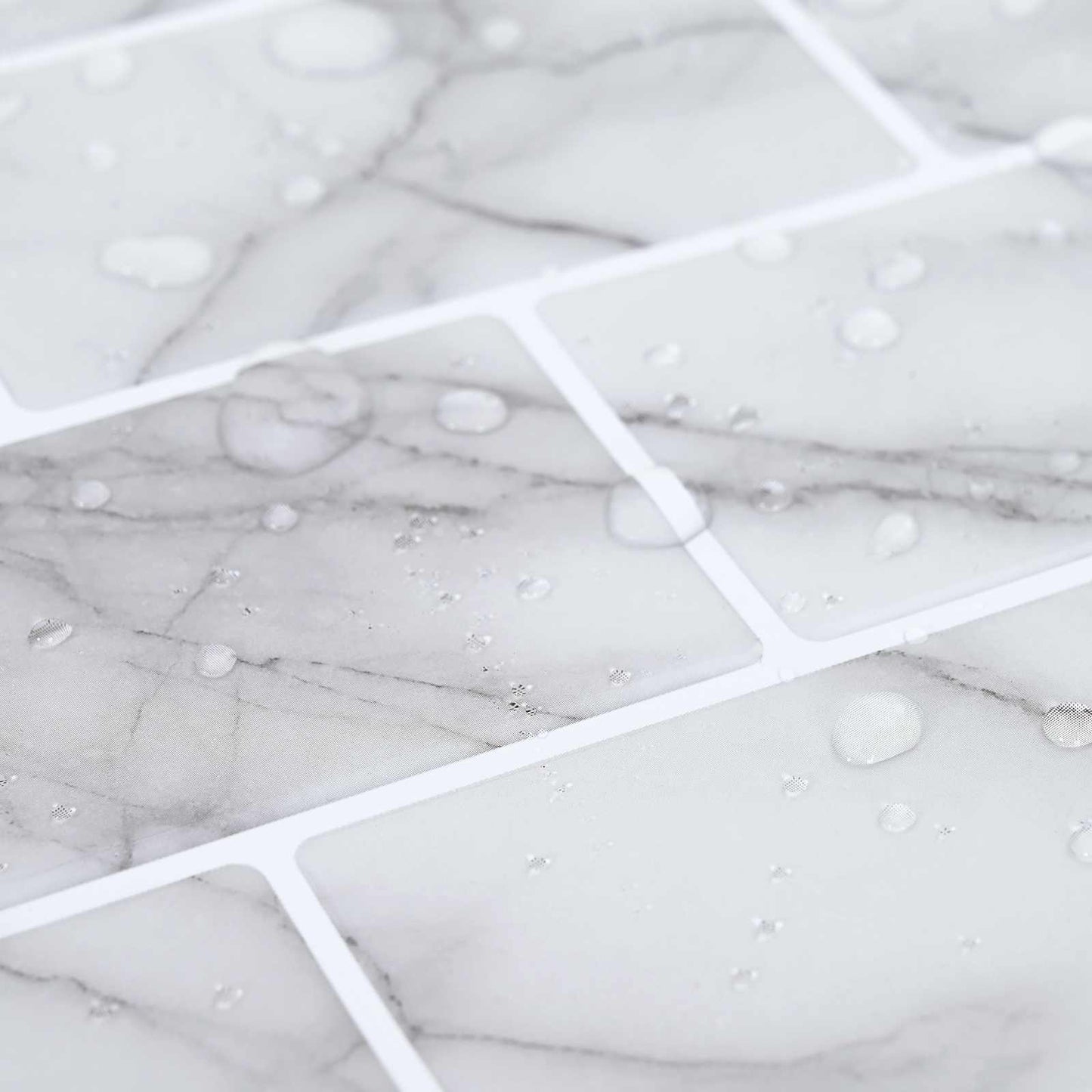 Subway Tile 50 pcs White Marble 30 x 30 cm Polyurethane and PET