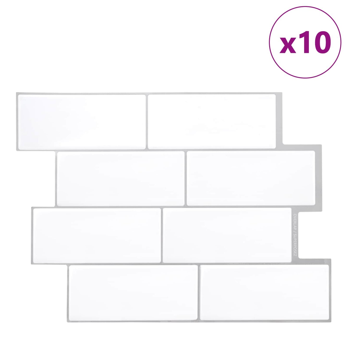 Decorative Stickers 10 pcs White Grey 29 x 21 cm
