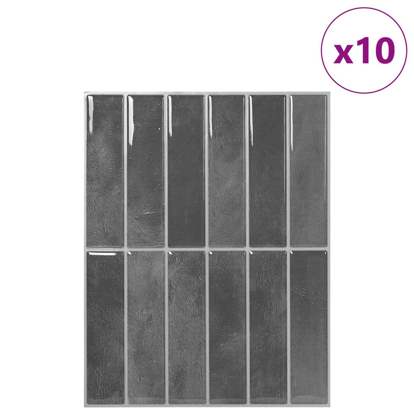 Rectangular Tile 10 pcs Grey 29 x 23 x 0.08 cm