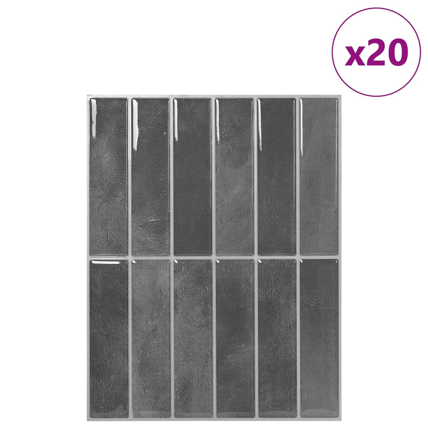Rectangular Tile 20 pcs Grey 29 x 23 x 0.08 cm