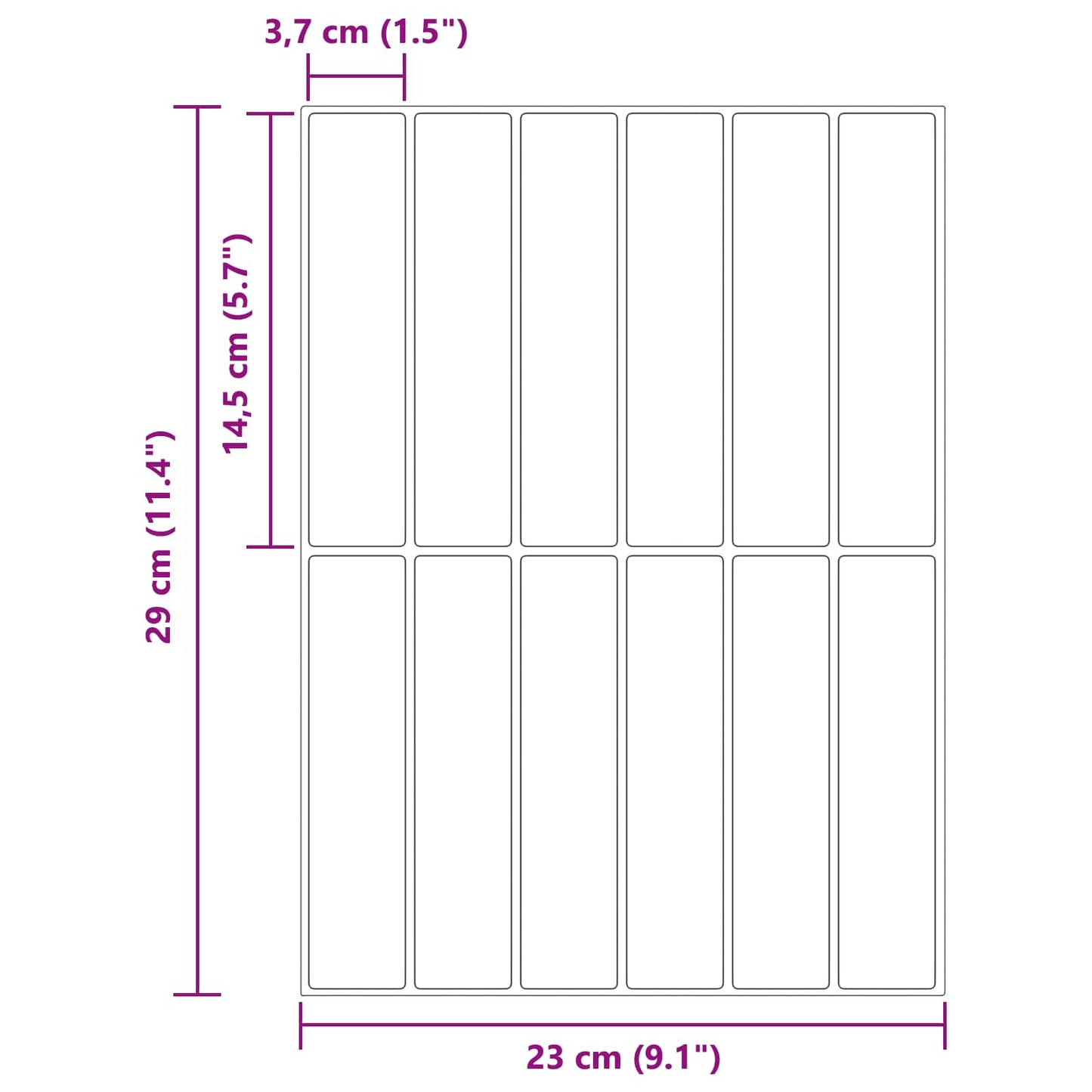 Rectangular Tile 20 pcs White 29 x 23 x 0.08 cm