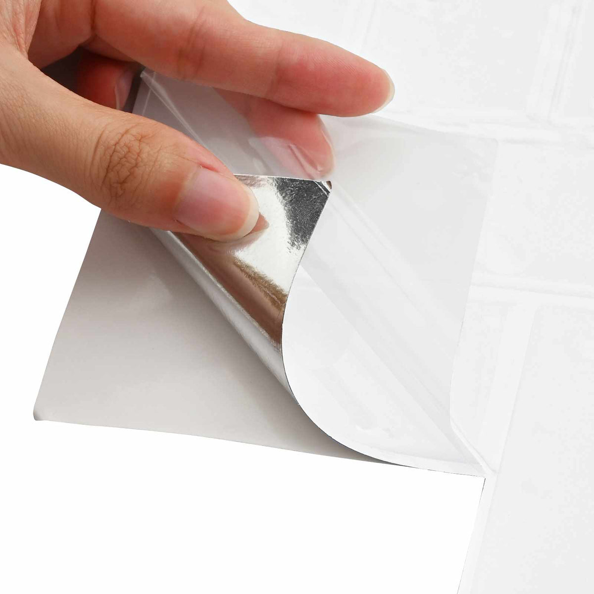 Herringbone Tile 10 pcs White 30 x 30 cm Polyurethane and PET