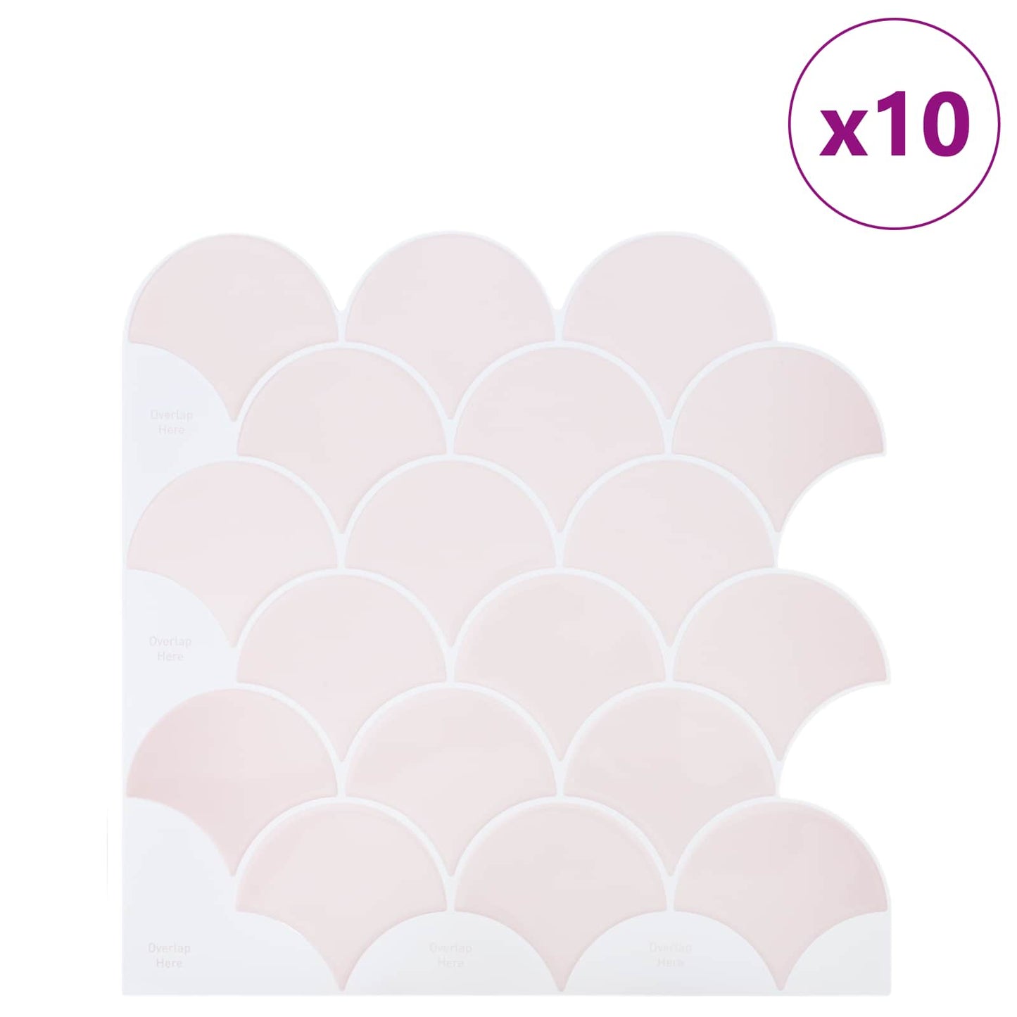 Fish Scale Tile 10 pcs Light Pink 30 x 30 cm