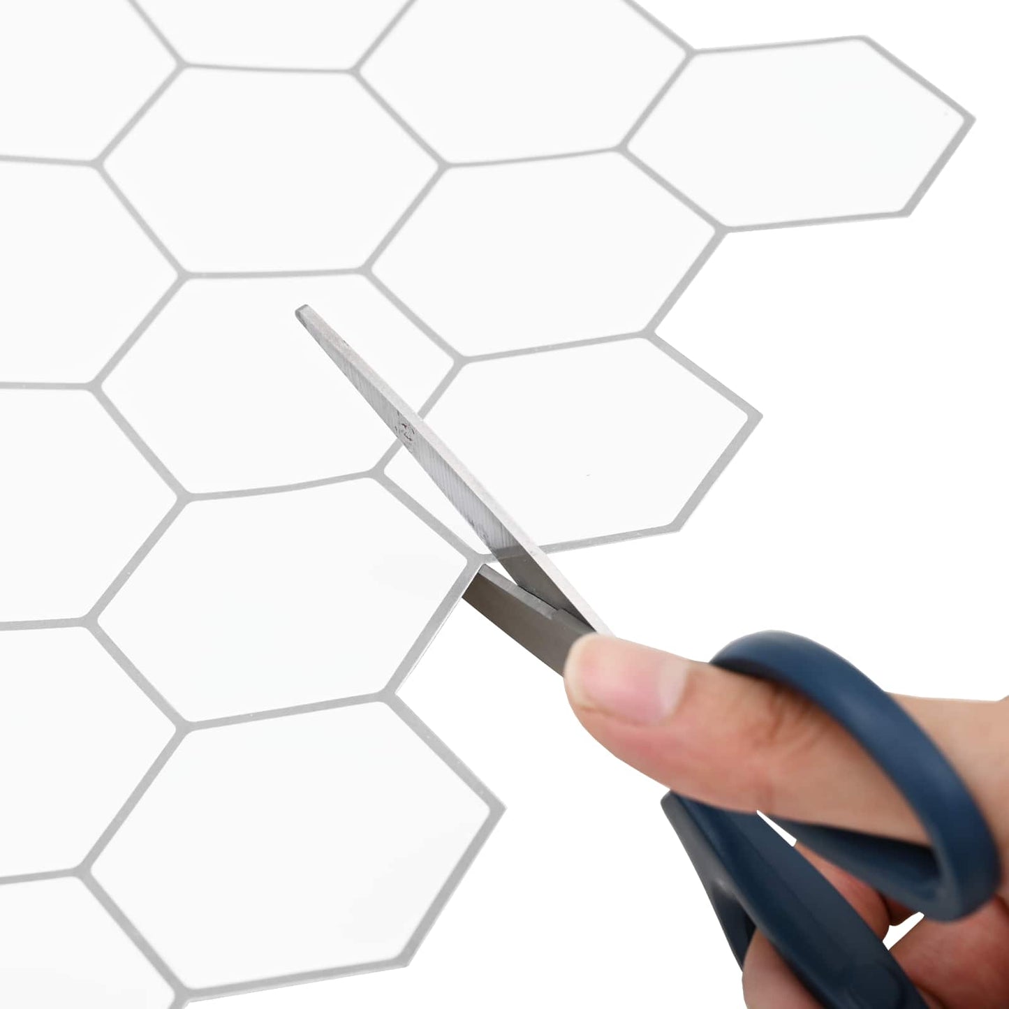 Hexagon Tile 10 pcs White Grey 30 x 30 cm Polyurethane and PET
