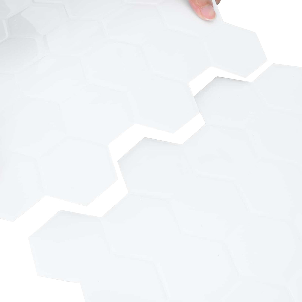 Hexagon Tile 50 pcs White 30 x 30 cm Polyurethane and PET