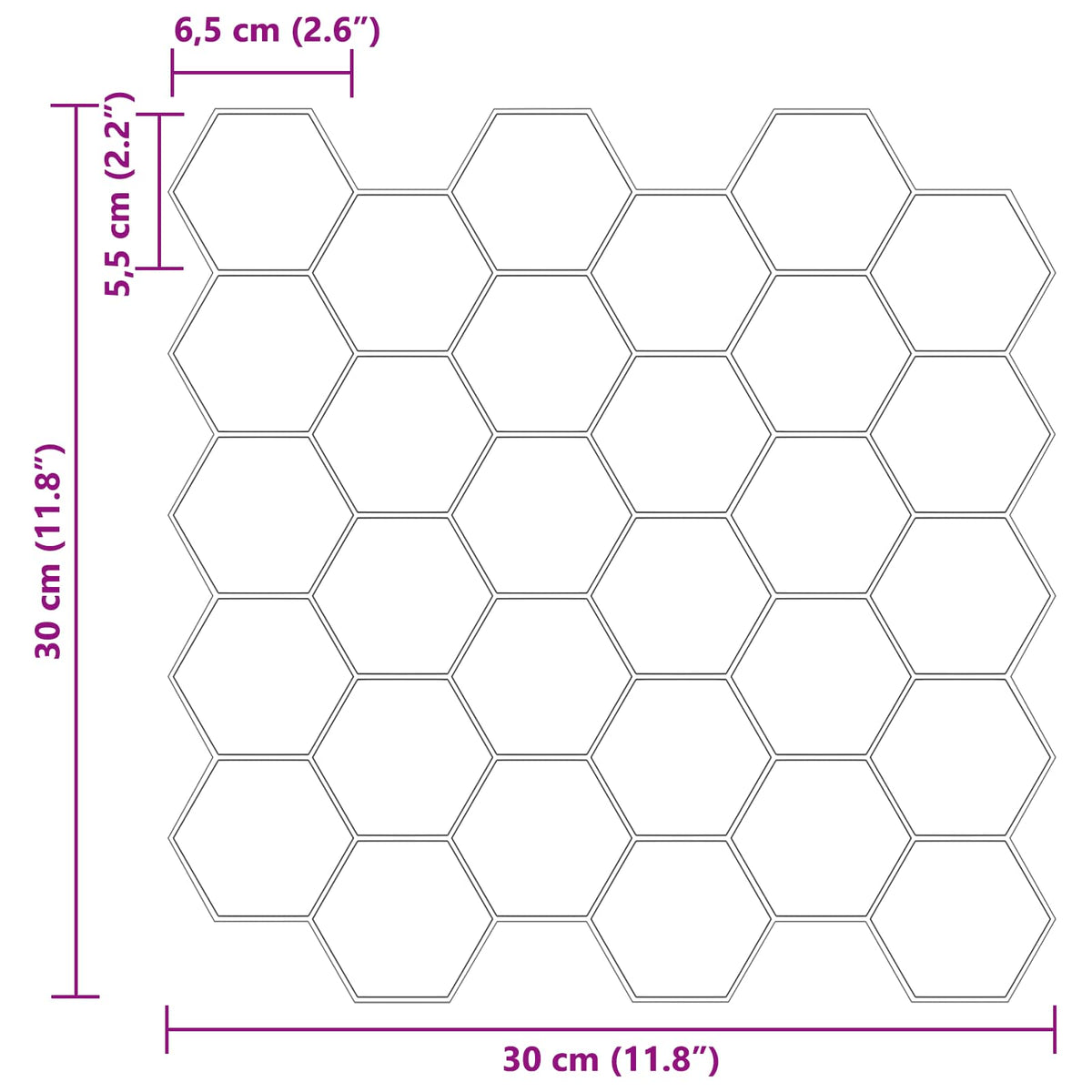 Hexagon Tile 10 pcs Grey 30 x 30 cm Polyurethane and PET