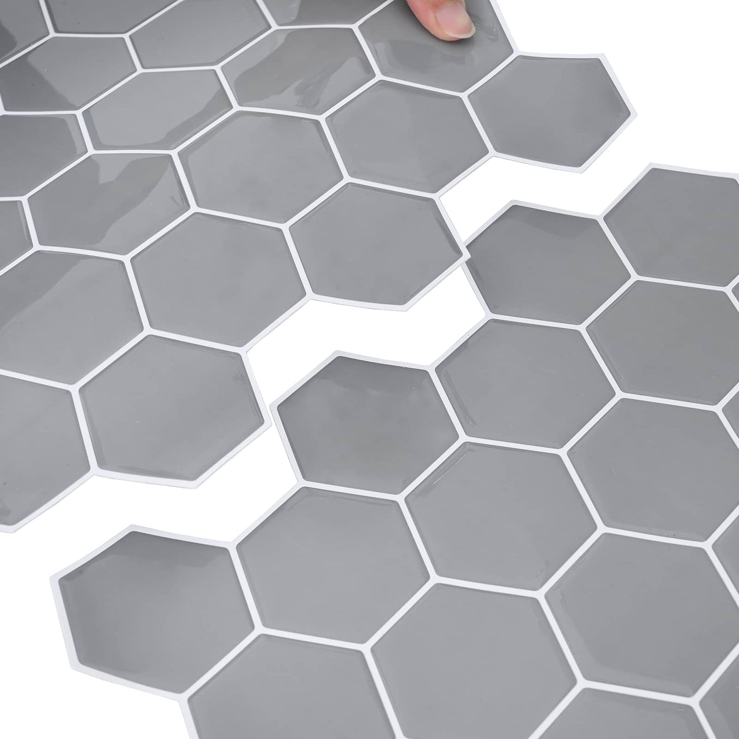 Hexagon Tile 20 pcs Grey 30 x 30 cm Polyurethane and PET