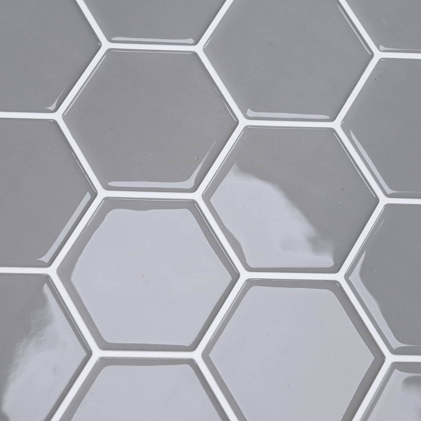 Hexagon Tile 20 pcs Grey 30 x 30 cm Polyurethane and PET