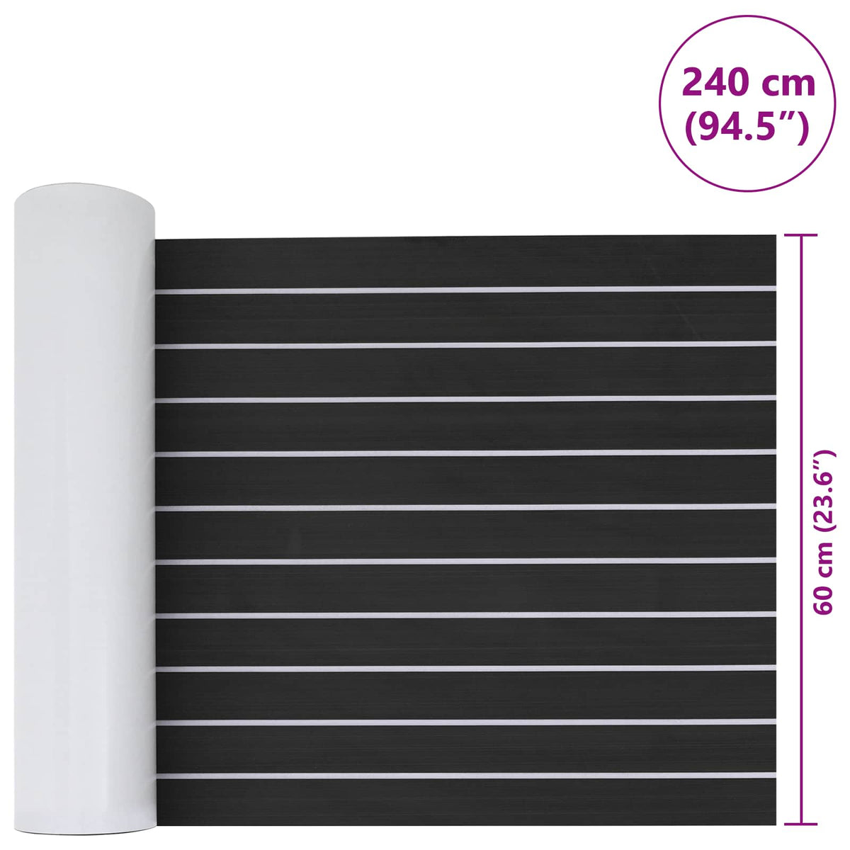Boat Mat Striped Dark Grey and White 240 x 60 cm EVA