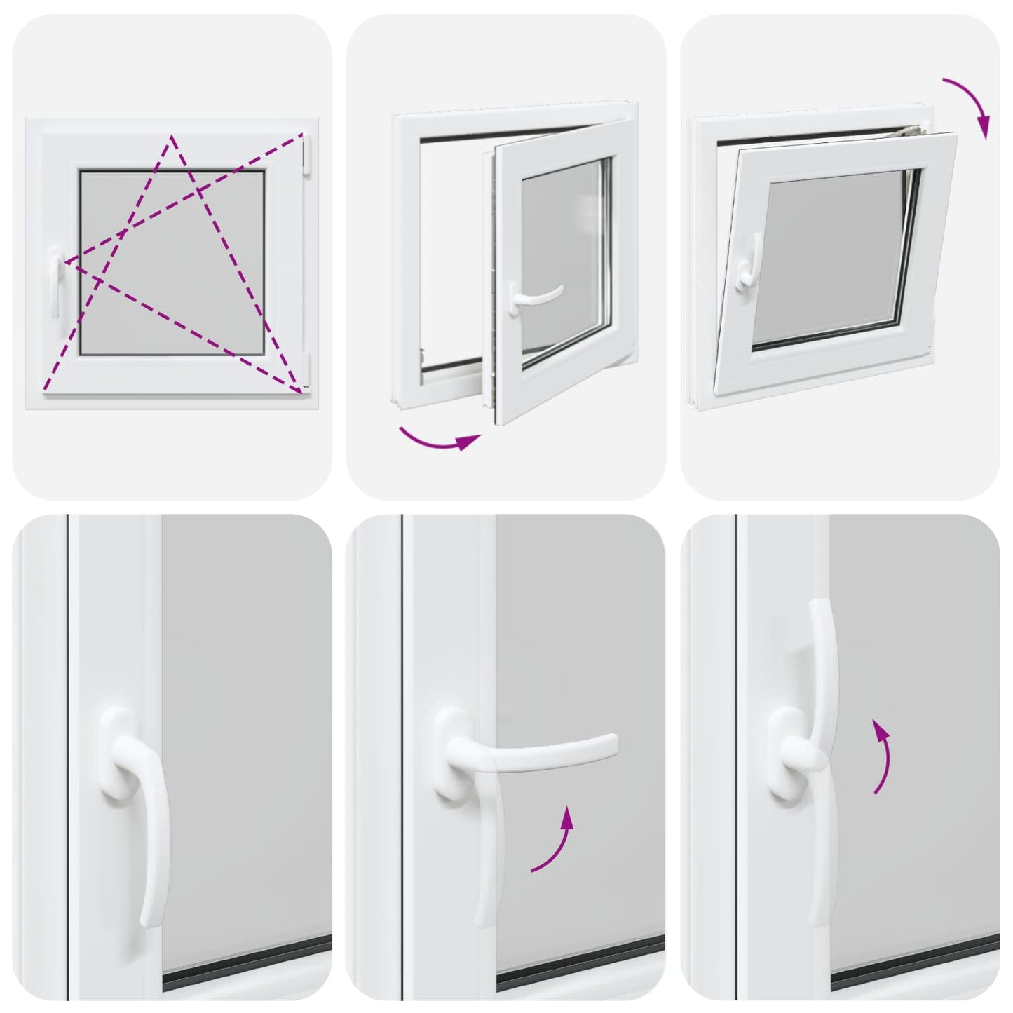 Tilt & Turn Basement Window RISOR 50 x 50 cm PVC and Glass