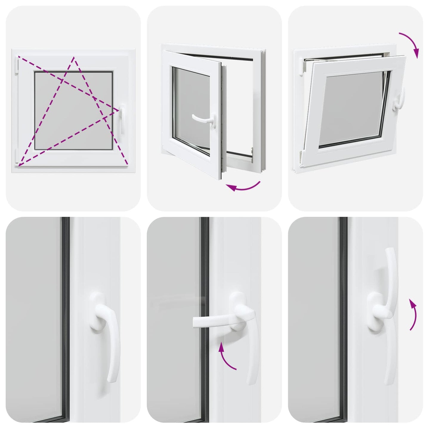 Tilt & Turn Basement Window RISOR 50 x 50 cm PVC and Glass