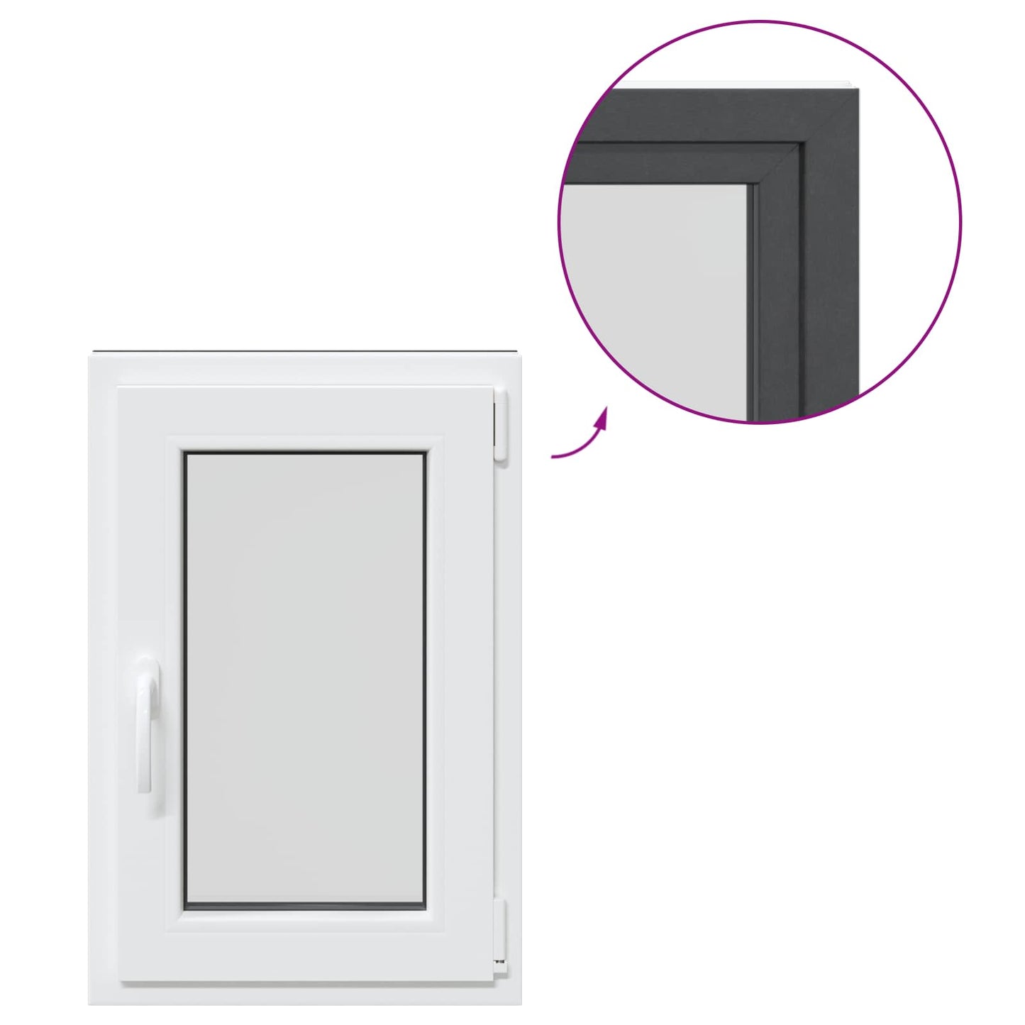 Tilt & Turn Basement Window RISOR 50 x 75 cm PVC and Glass