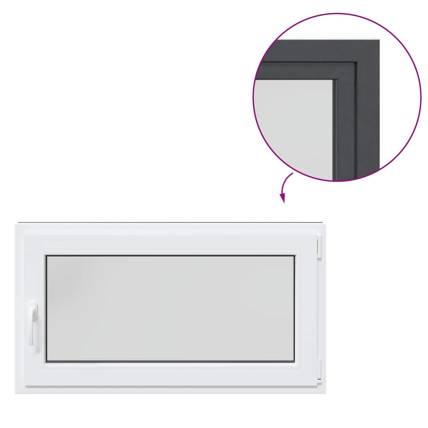 Tilt & Turn Basement Window RISOR 110 x 50 cm PVC and Glass