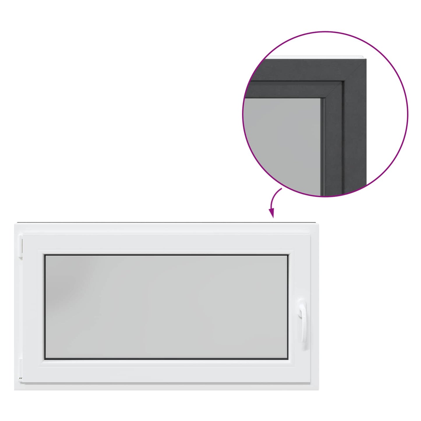 Tilt & Turn Basement Window RISOR 110 x 50 cm PVC and Glass
