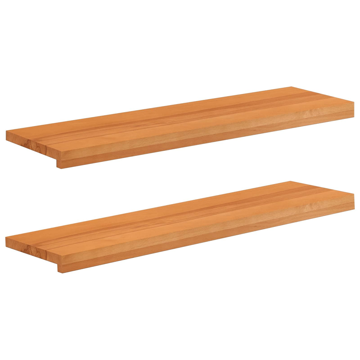 Stair Treads 2 pcs 100 x 25 x 2 cm Light Brown Solid Beech Wood