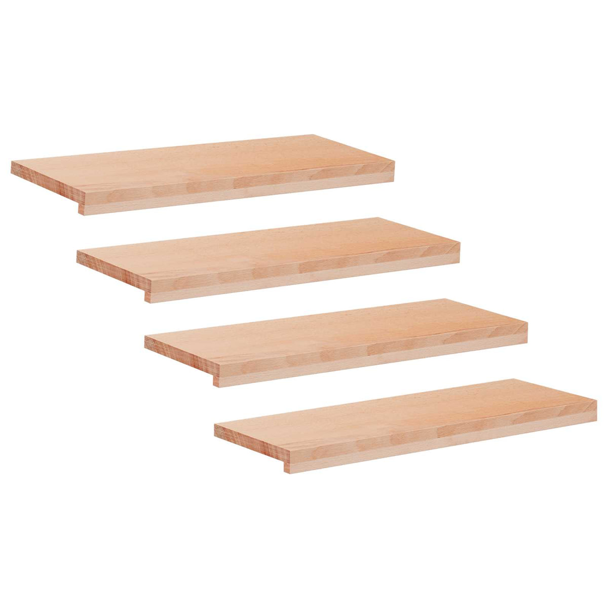 Stair Treads 4 pcs 80 x 25 x 2 cm Natural Solid Beech Wood